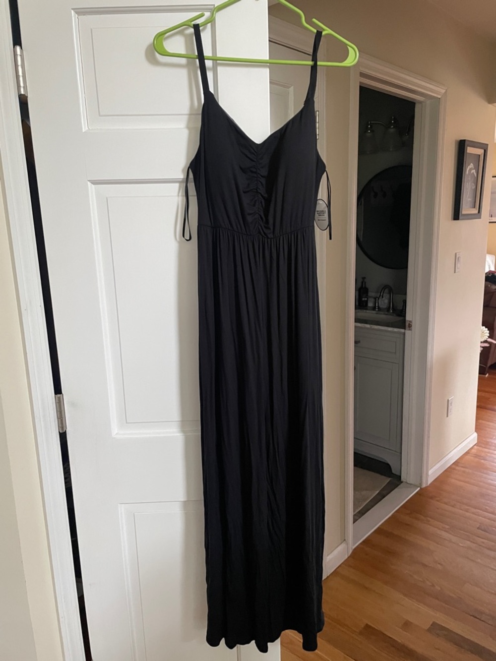 Soma Black Spaghetti-Strap Maxi Dress adjustable straps. Full bra